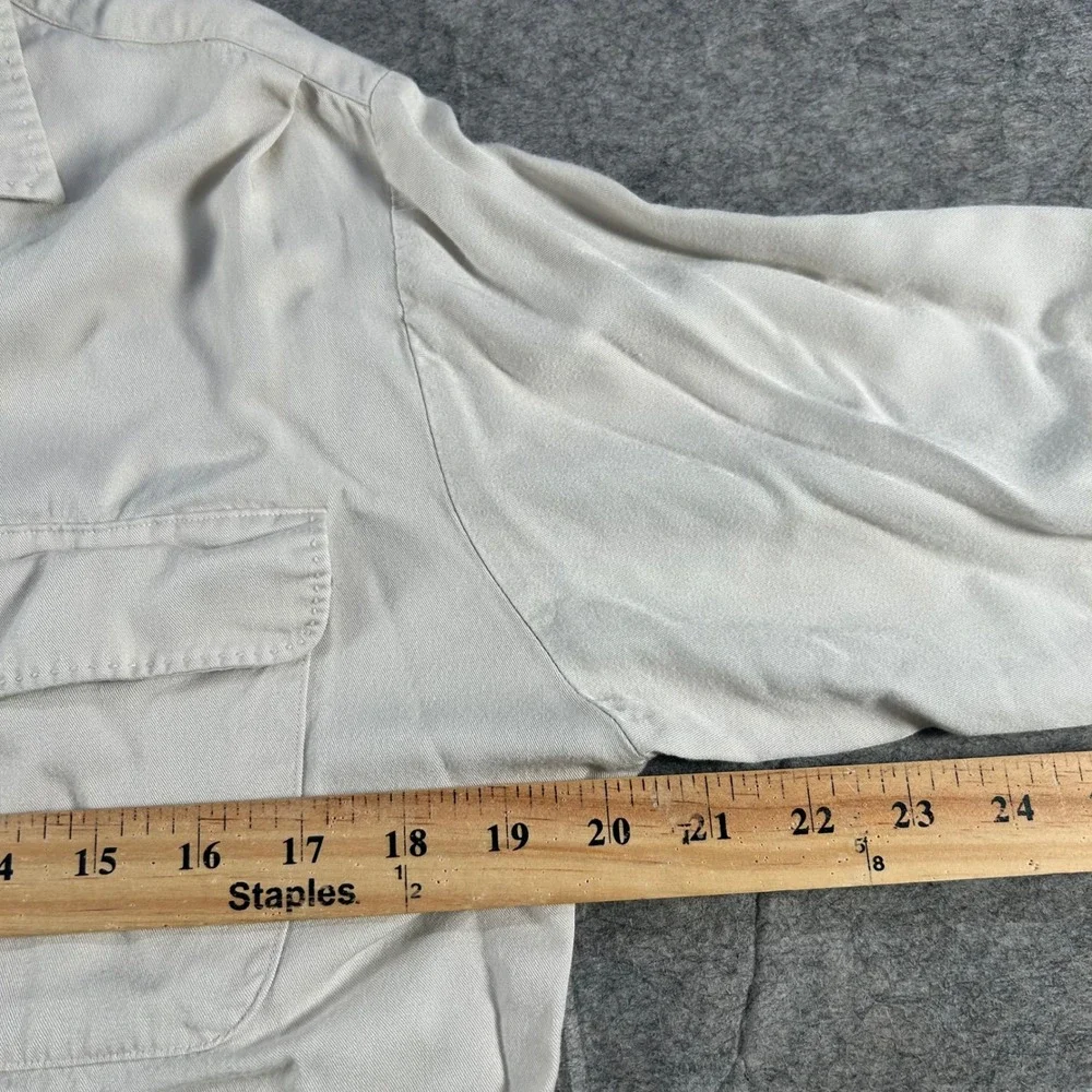 Banana Republic Mill Valley Shirt Mens Small Cream Vintage Rayon Loop Collar